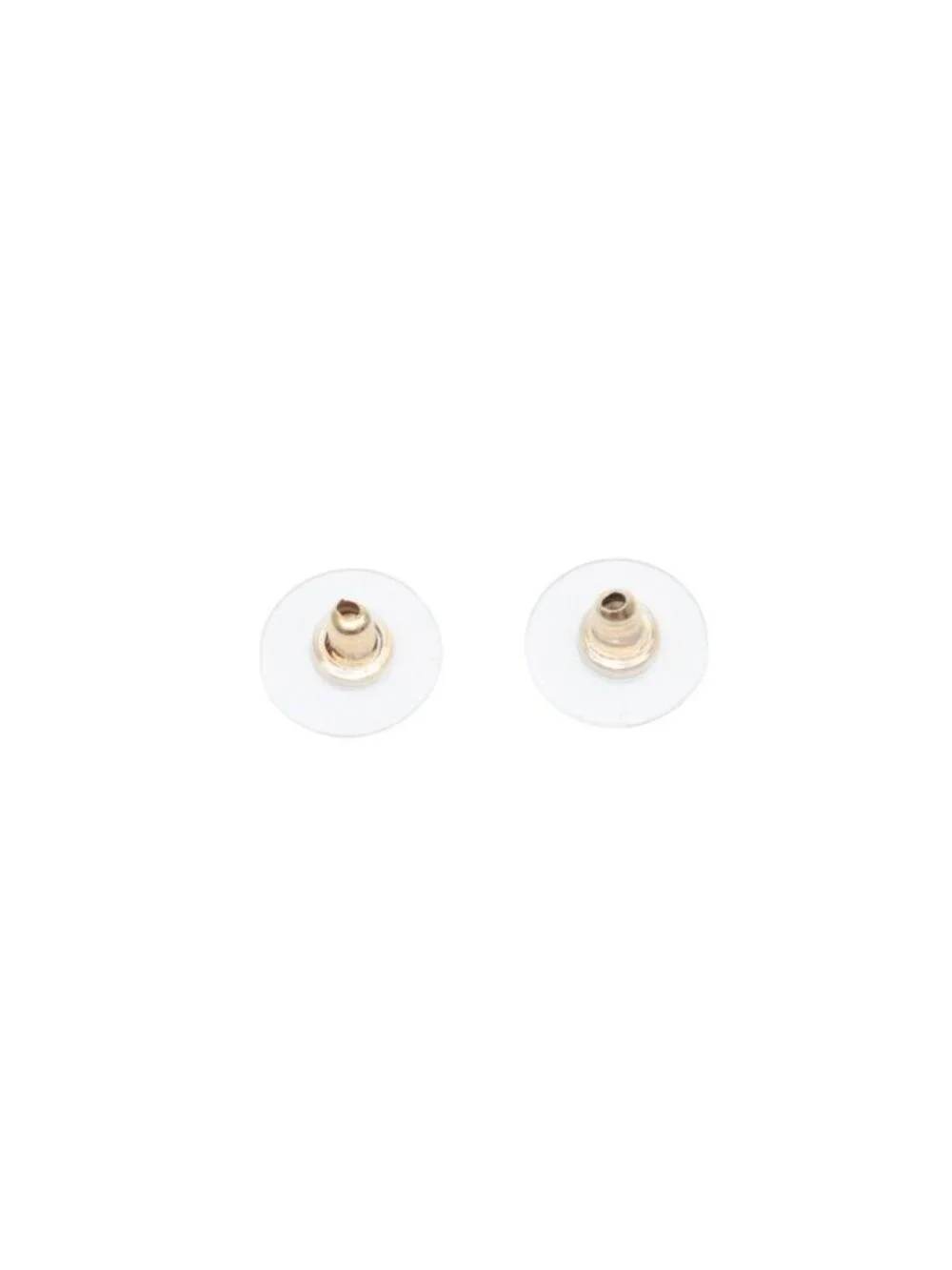 Chanel Earrings CC Logo Button Brown Glitter Silver Mini